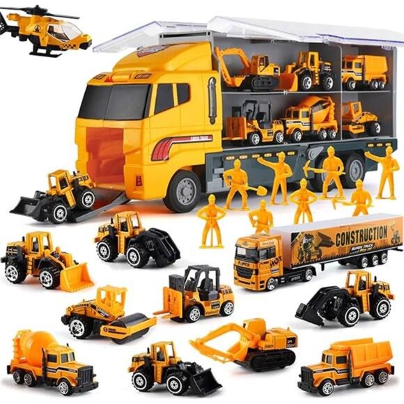 19 in 1 Construction Truck with Engineering Worker Toy Set - Picture 7 of 7